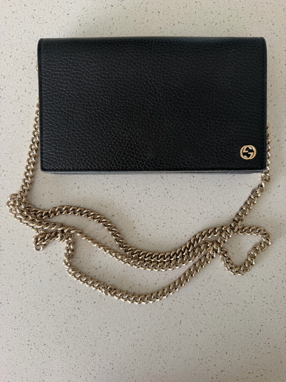 Gucci Black Leather Chain Wallet